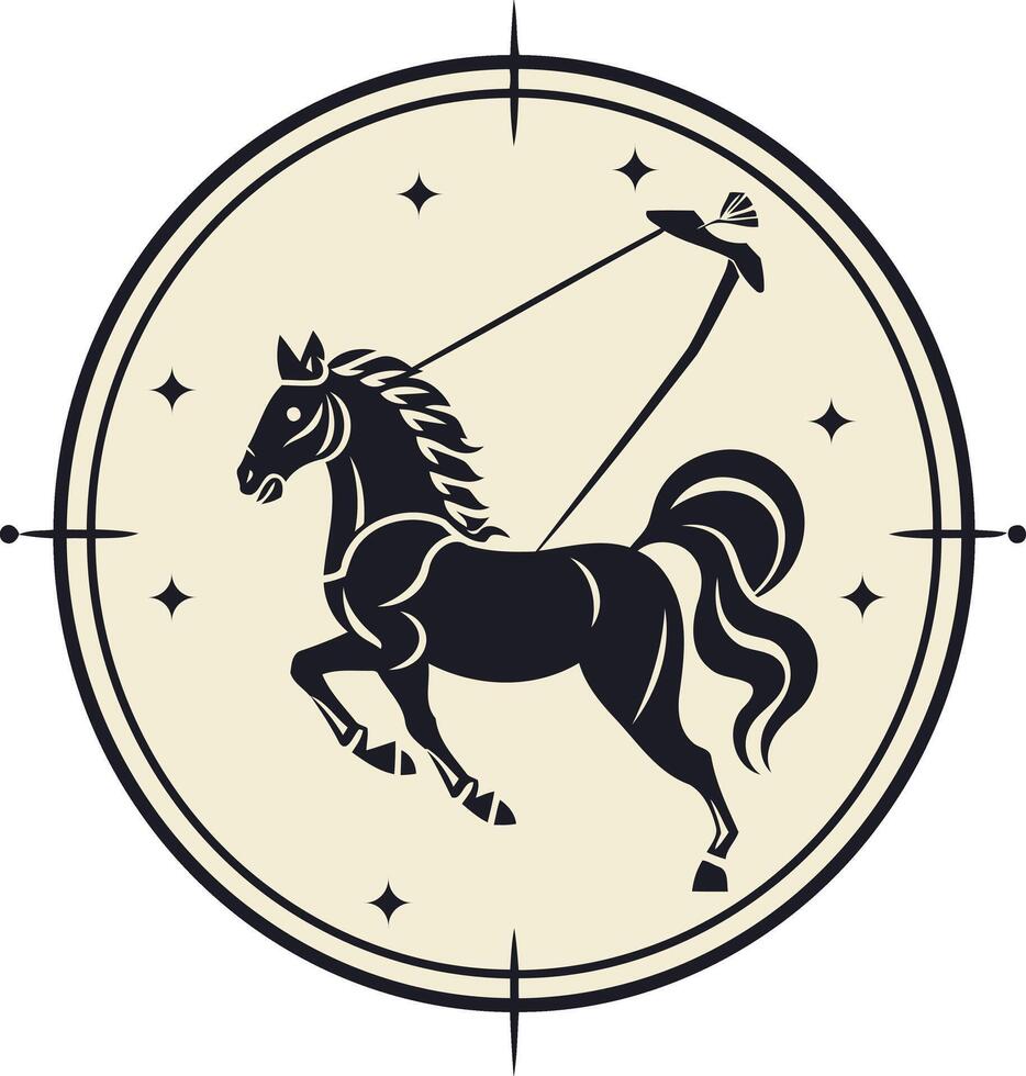 Black Horse Inside Circular Emblem vector