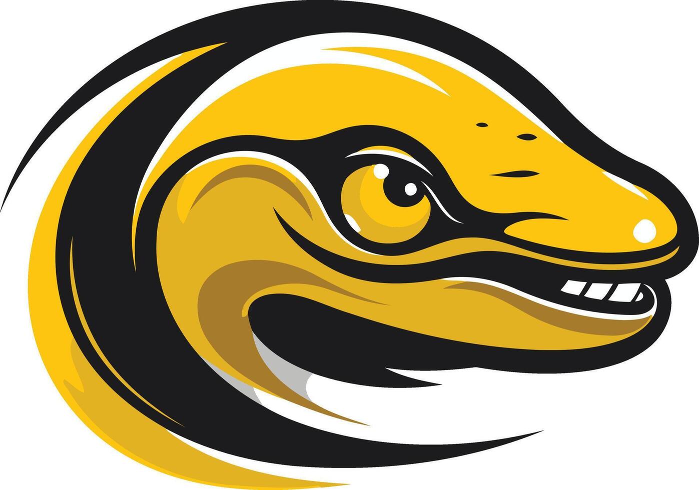 Yellow Reptile Mascot Head with Black Outline vector