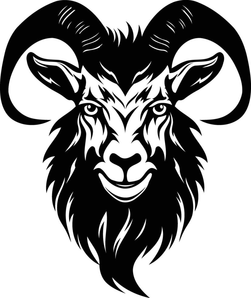 Black and white element illustration of a ram's head vector