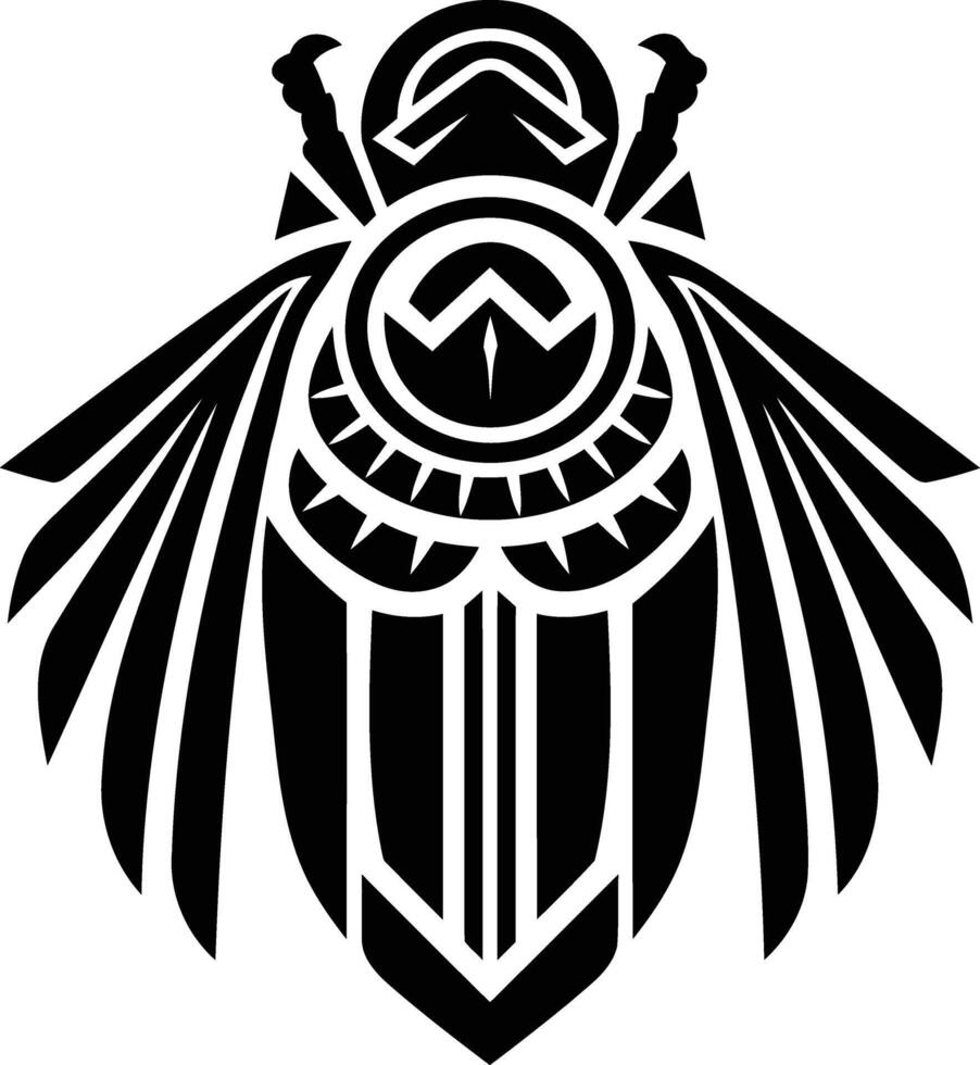Geometric tribal tattoo design of a beetle with wings, perfect for use in fashion, branding, or as a symbol of strength and power vector