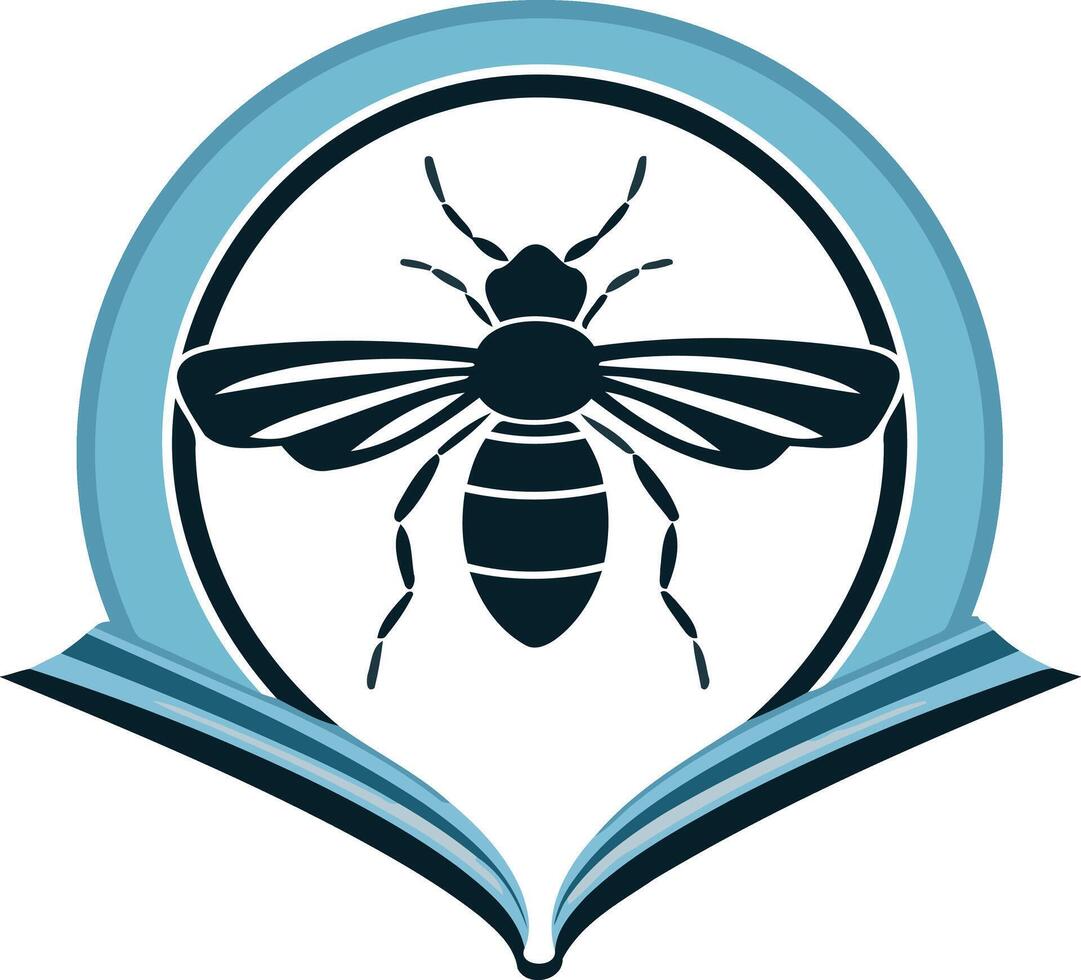 Bee Icon in an Open Book Symbol vector