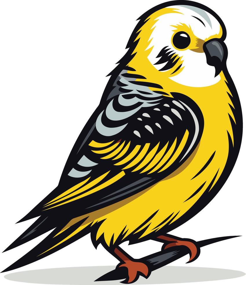 Yellow Budgie Perched on a Branch vector