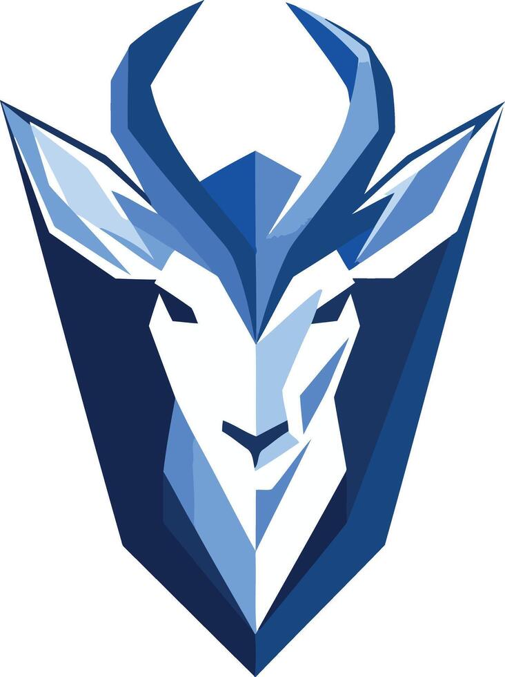 Abstract Blue and White Geometric Deer Head Illustration vector