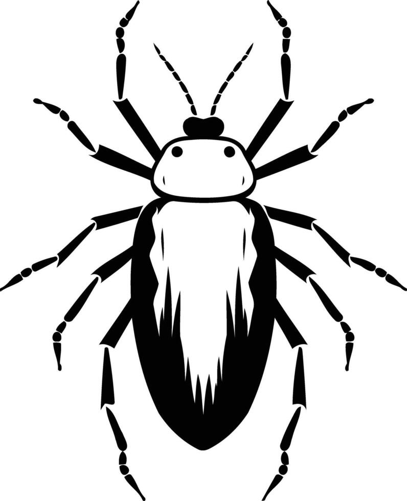 Simple black and white element illustration of a beetle vector