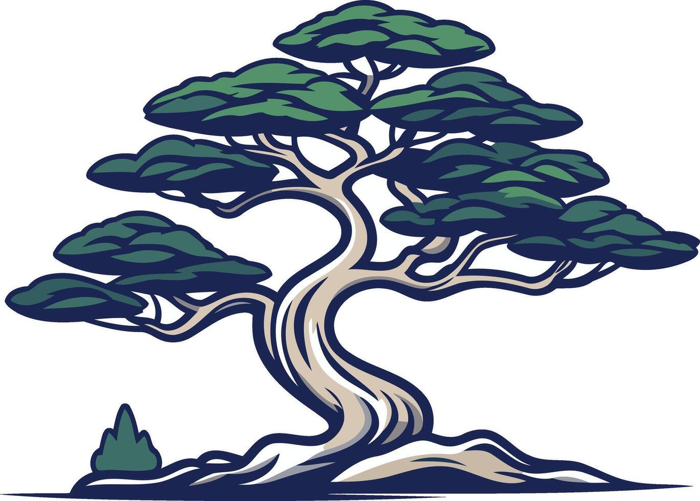 Bonsai Tree with a Twisting Trunk vector