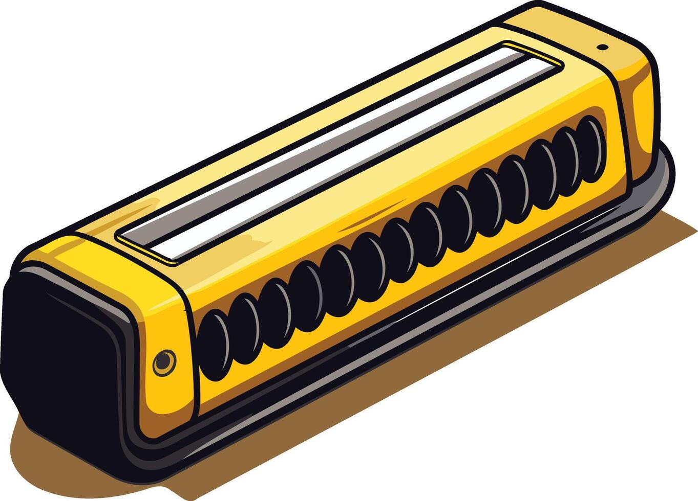 Yellow Harmonica with Black Keys vector