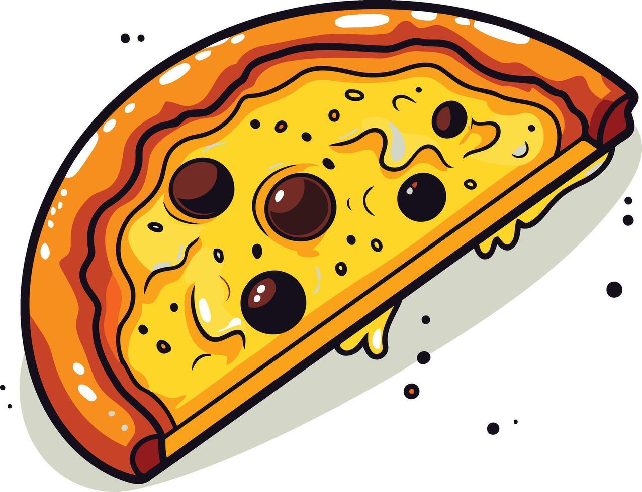 A Slice of Pizza with Olives and Melted Cheese vector