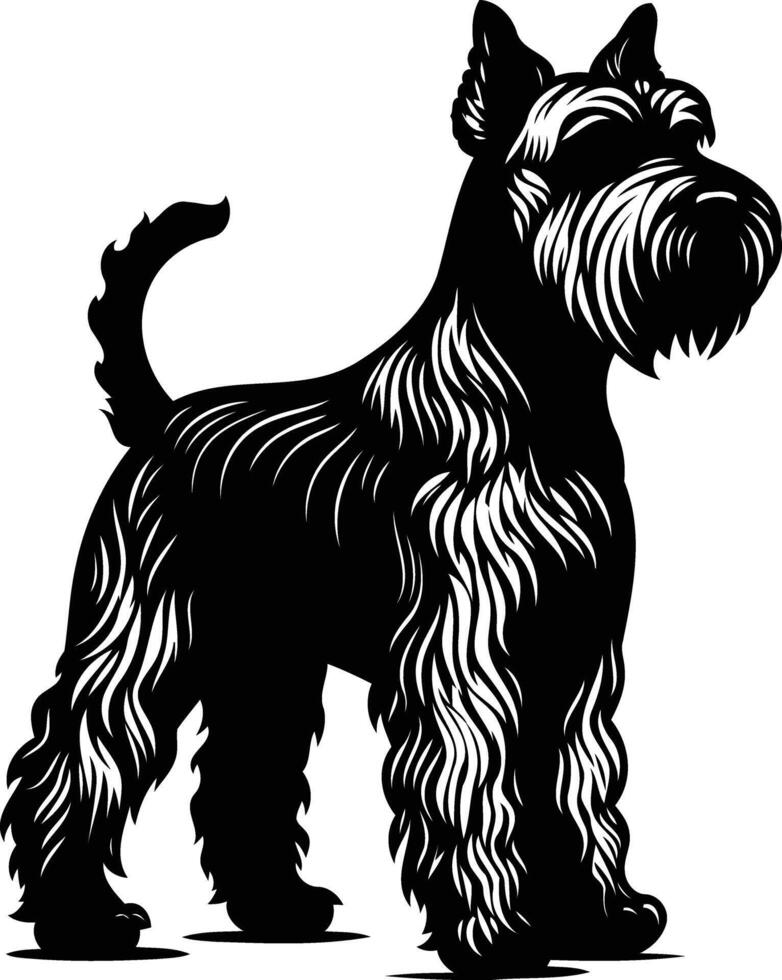 A classic silhouette of a miniature schnauzer, standing tall and proud vector