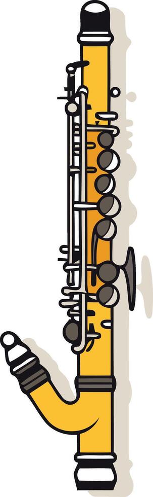 Yellow Clarinet with Silver Keys vector