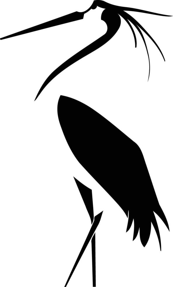 Simple, elegant black and white silhouette of a crane, perfect for minimalist designs and logos vector