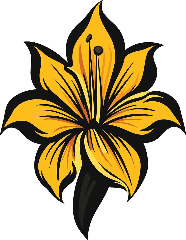 Yellow Flower with Black Outline vector
