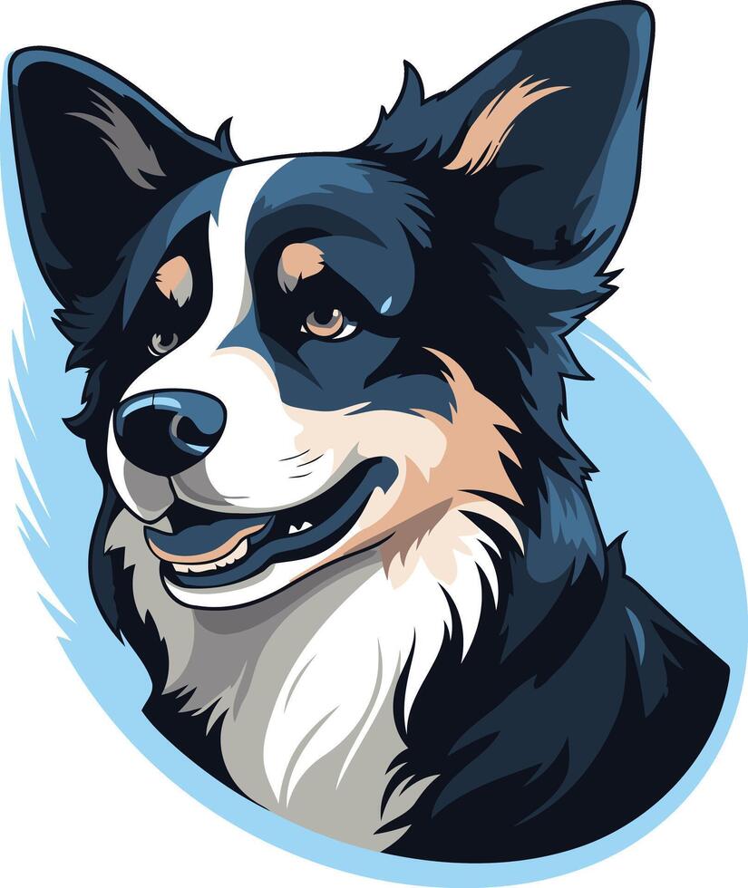 Portrait of a Smiling Border Collie vector
