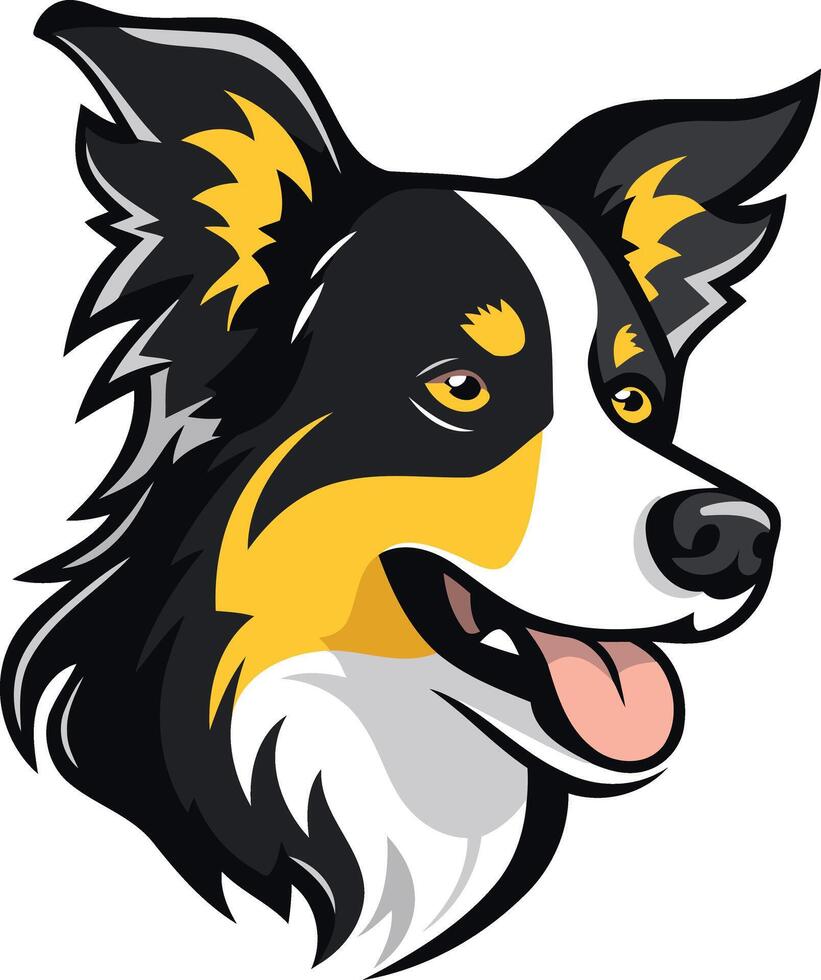 Border Collie Dog Head Illustration vector