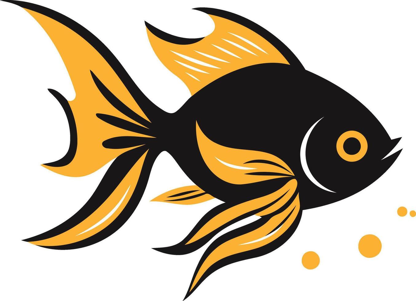 Stylized Black and Yellow Fish with Bubbles vector