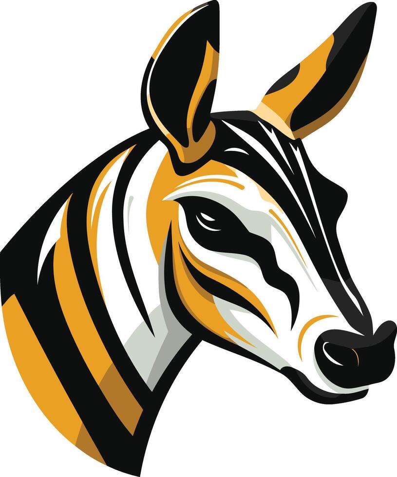 Zebra Head Illustration with Bold Stripes vector