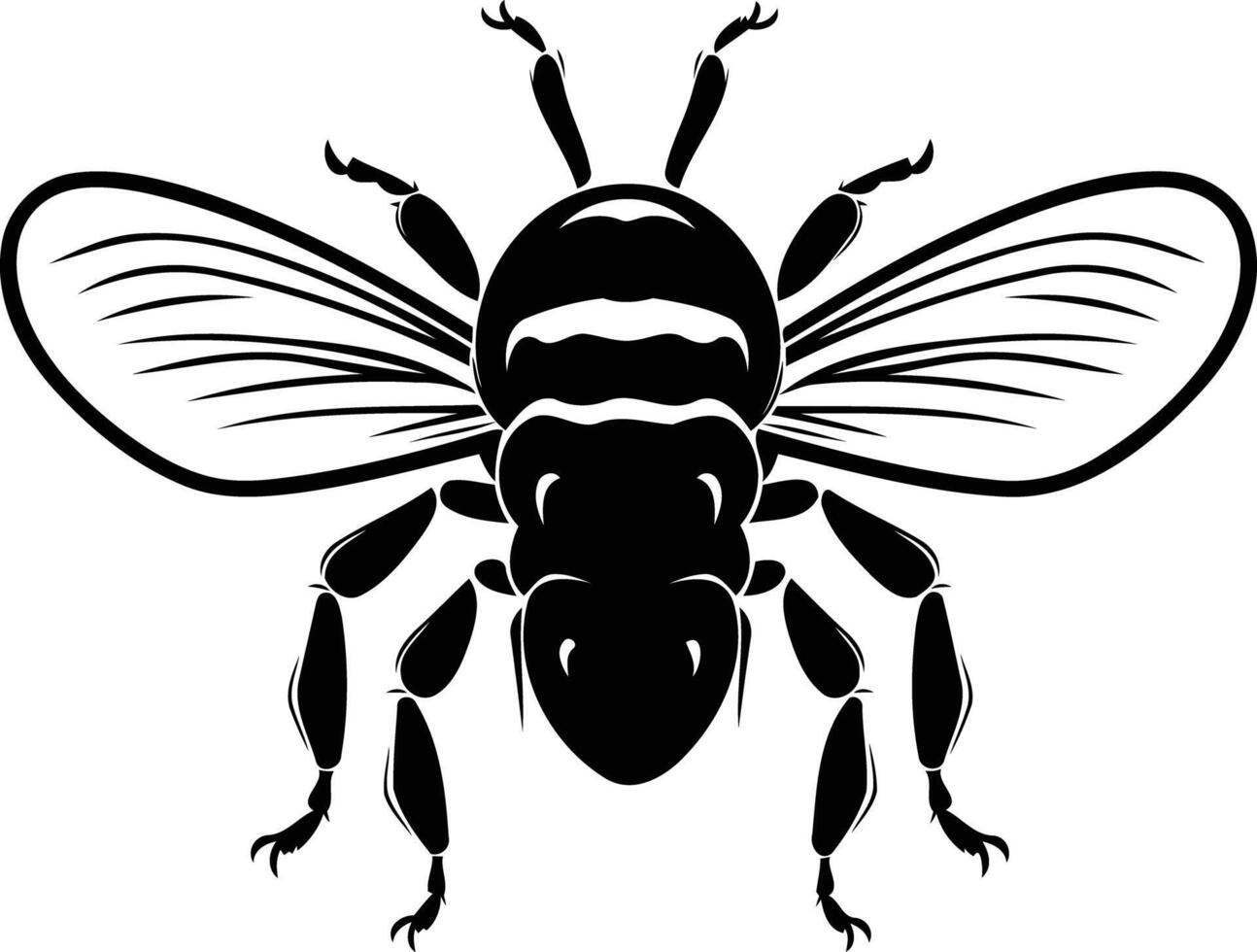 Black and white element illustration of a stylized bee, perfect for logos, branding, or design projects vector