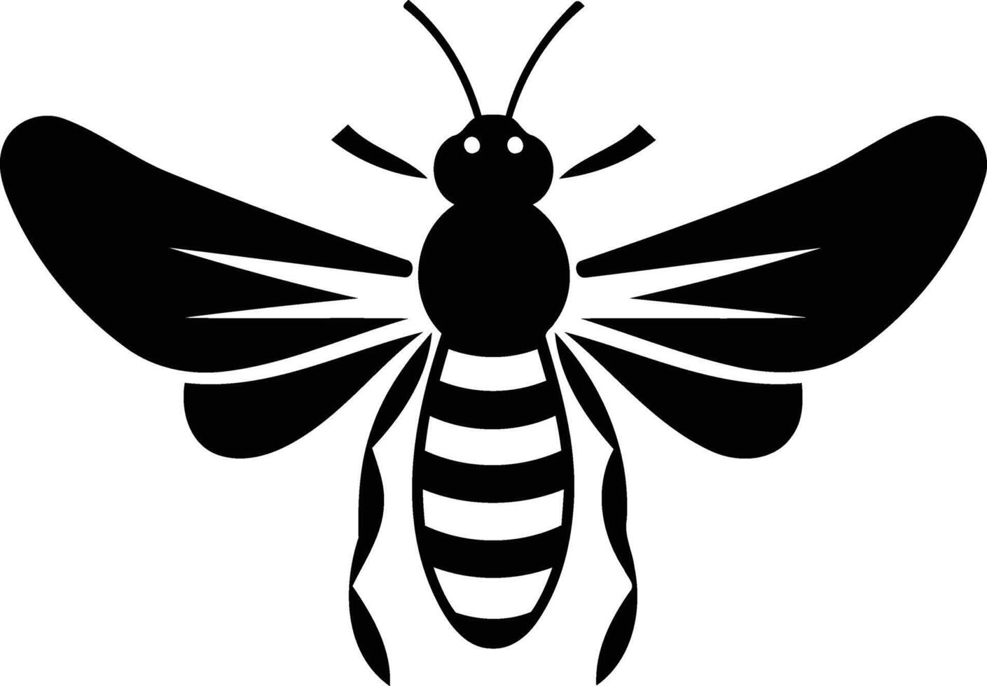 Simple black and white bee silhouette vector