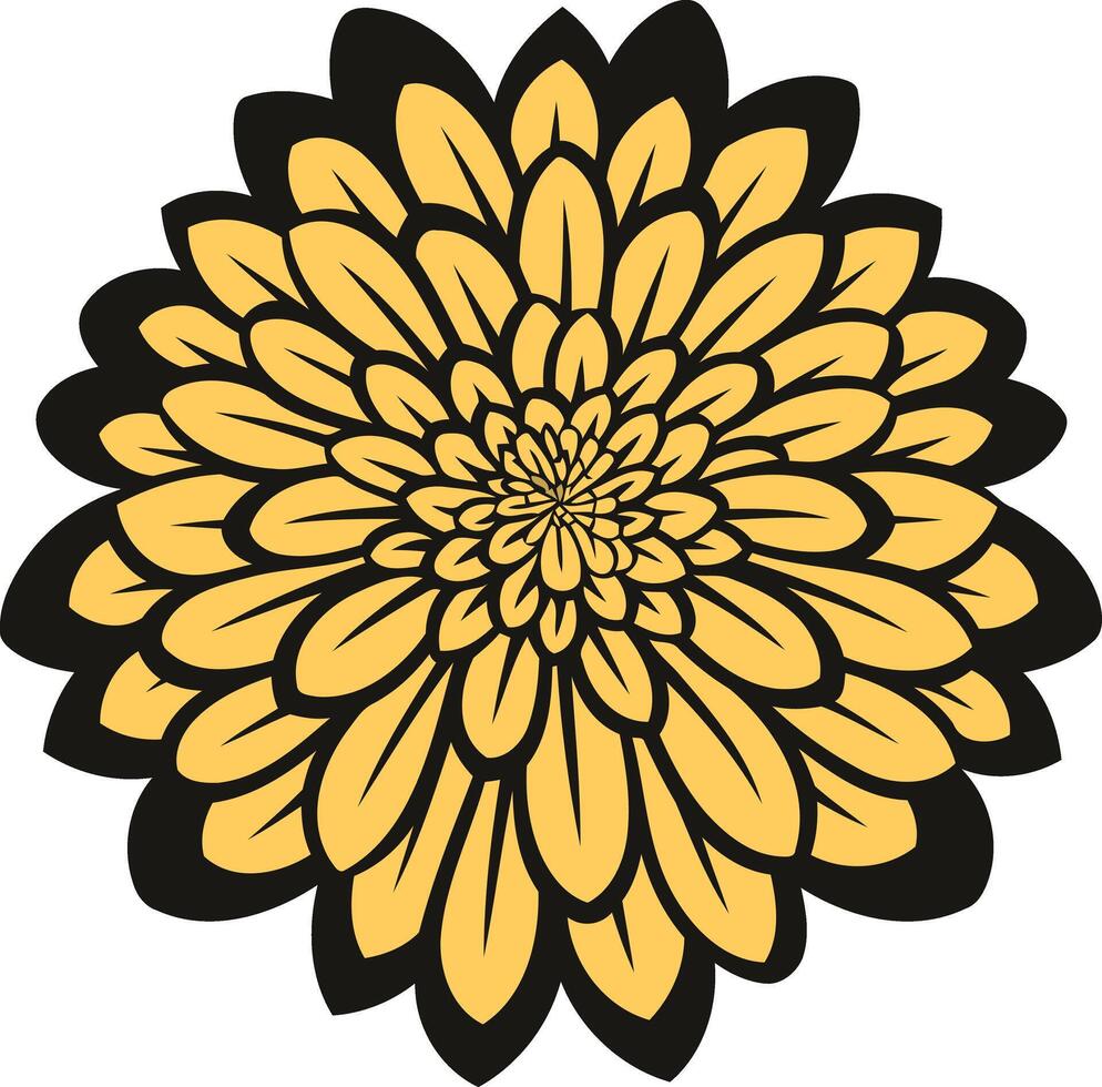 Yellow Flower with Black Outline vector
