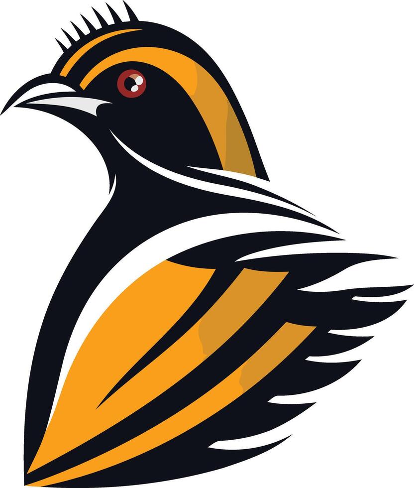 Stylized Bird with Black and Yellow Feathers vector