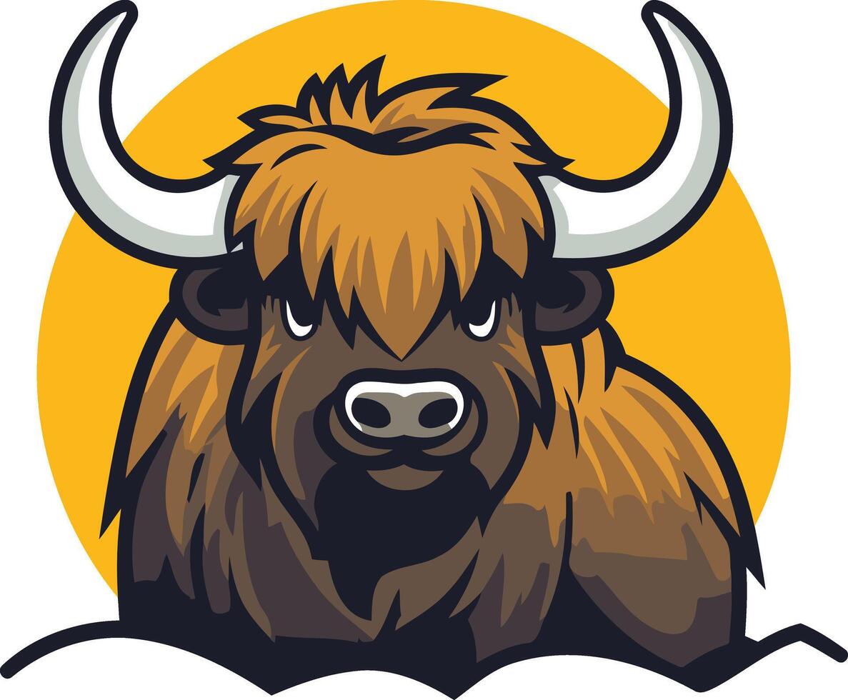 Fierce Highland Cow Mascot Design vector
