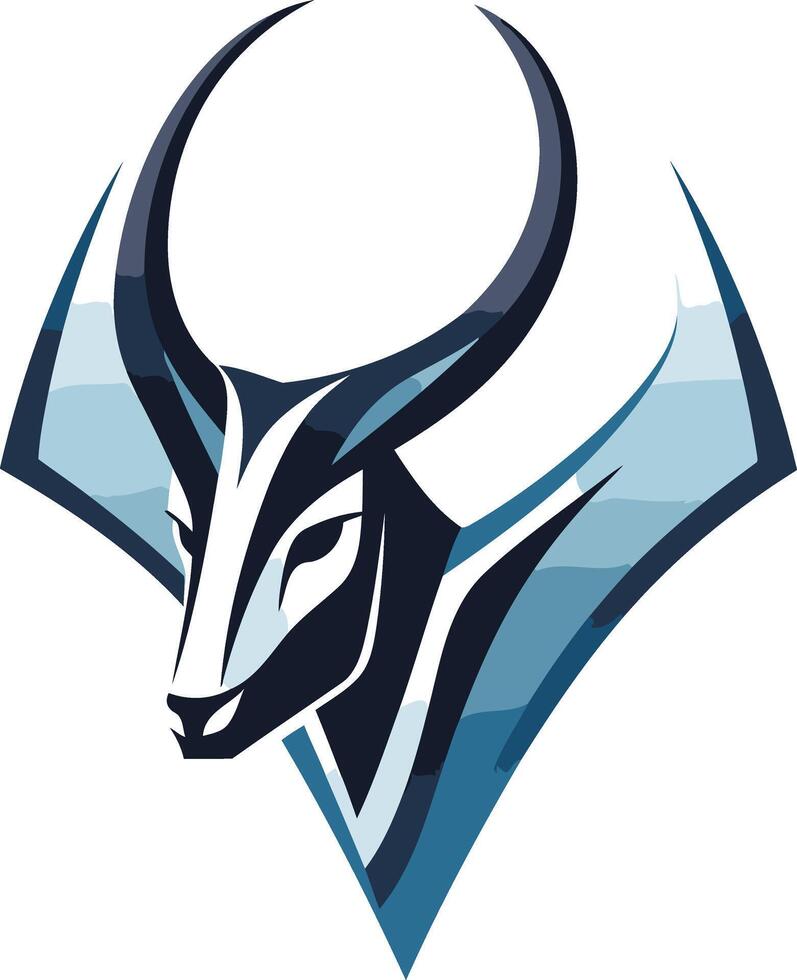 Stylized Antelope Head in Blue and Black vector