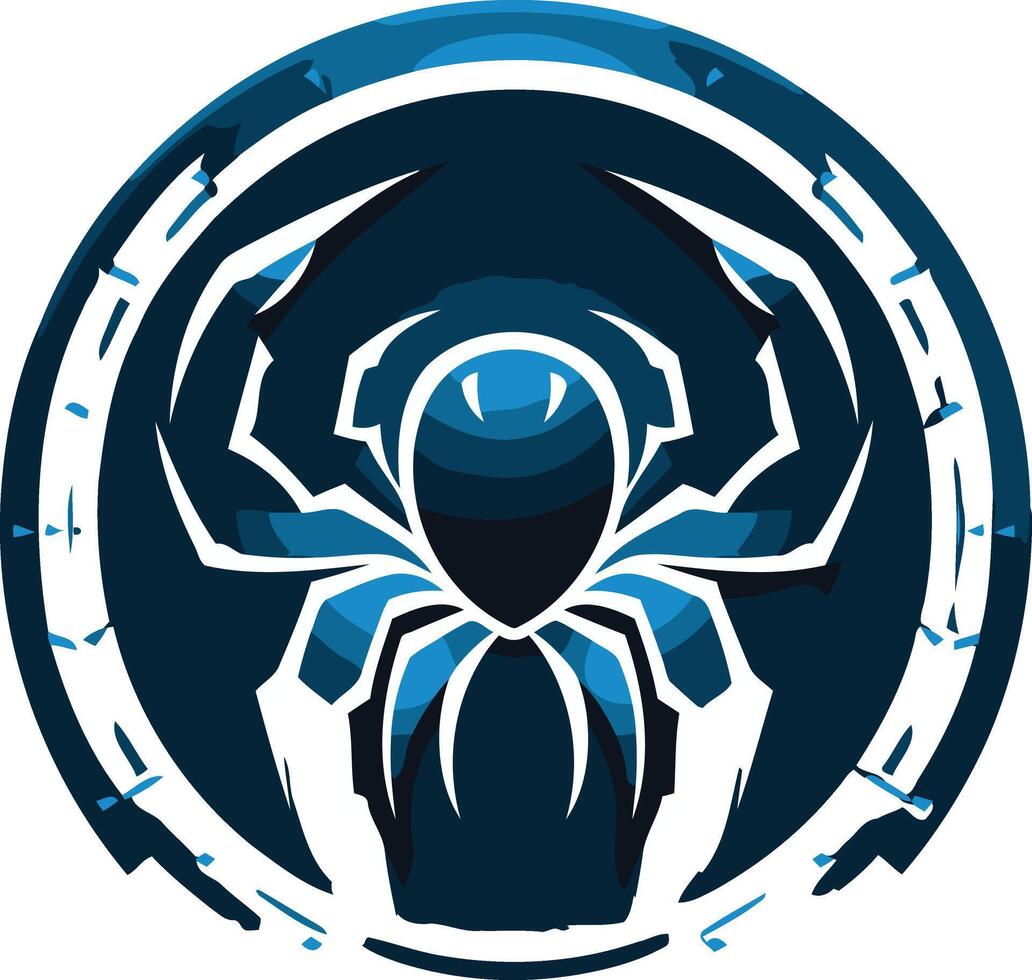 Blue and White Abstract Spider Logo vector