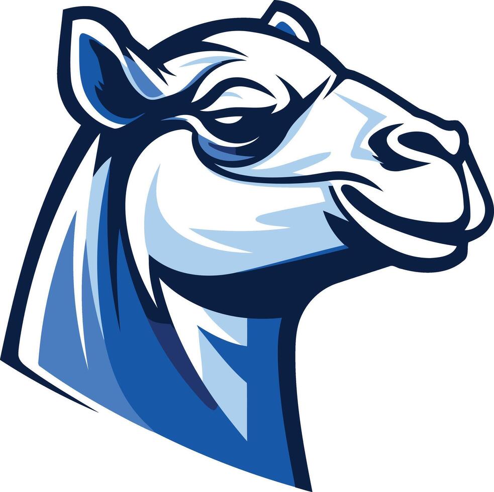 Blue and White Camel Head Mascot Design vector