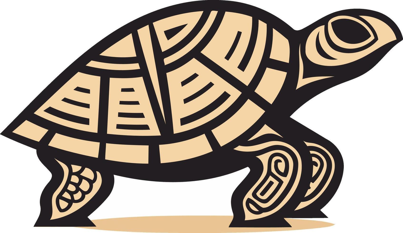 Stylized Turtle Illustration in Black and Tan vector