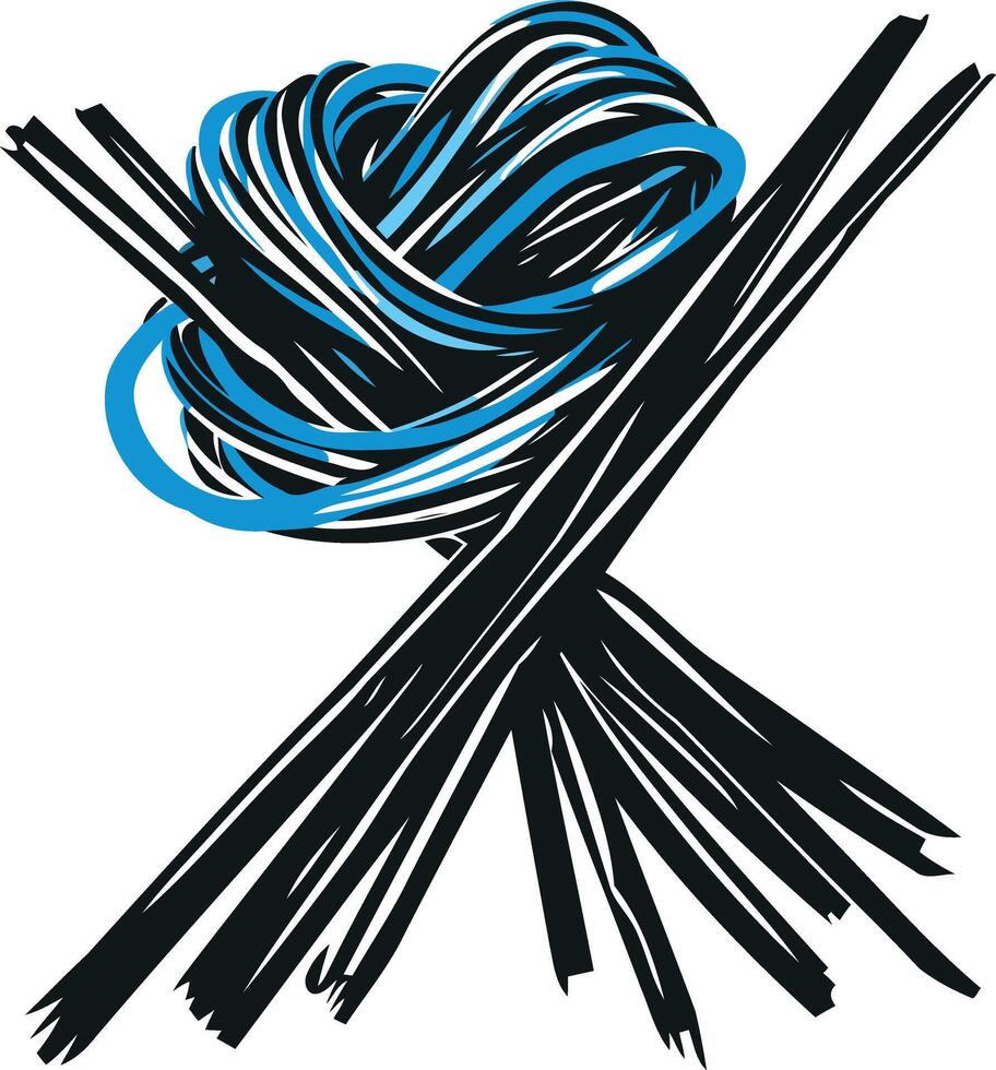 Abstract Composition with Blue and Black Lines vector