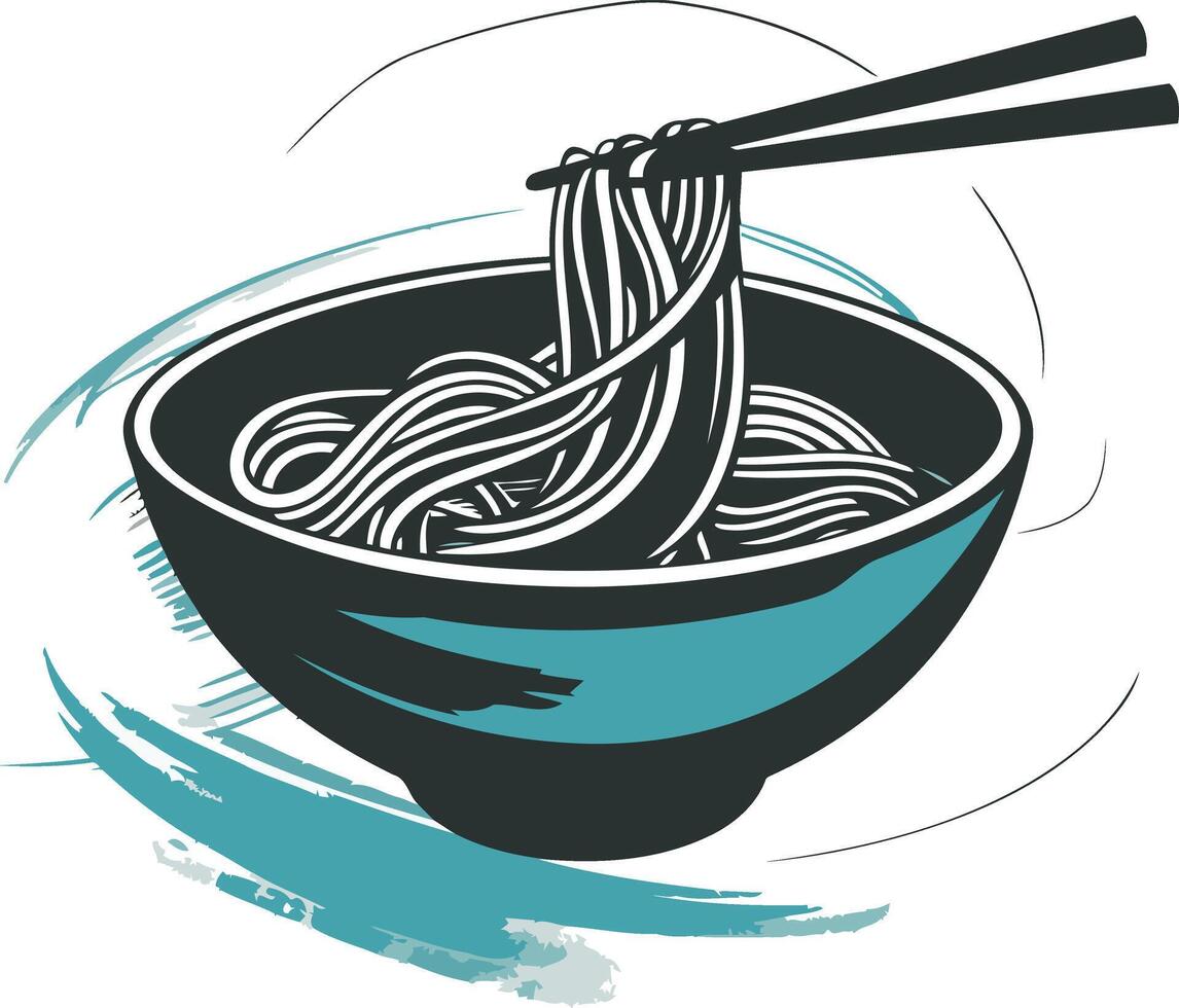 A Bowl of Noodles with Chopsticks vector