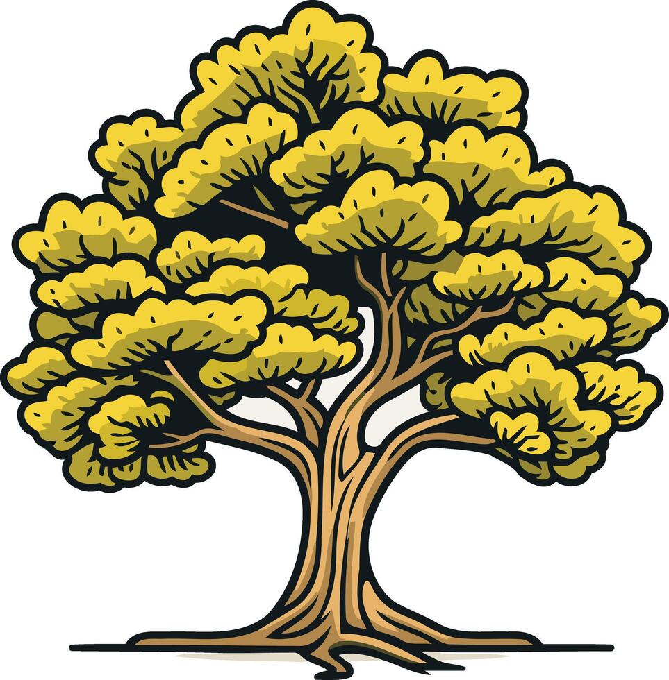Cartoon Illustration of a Large Tree vector