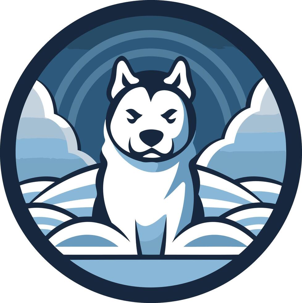 Husky in the Snowy Landscape vector