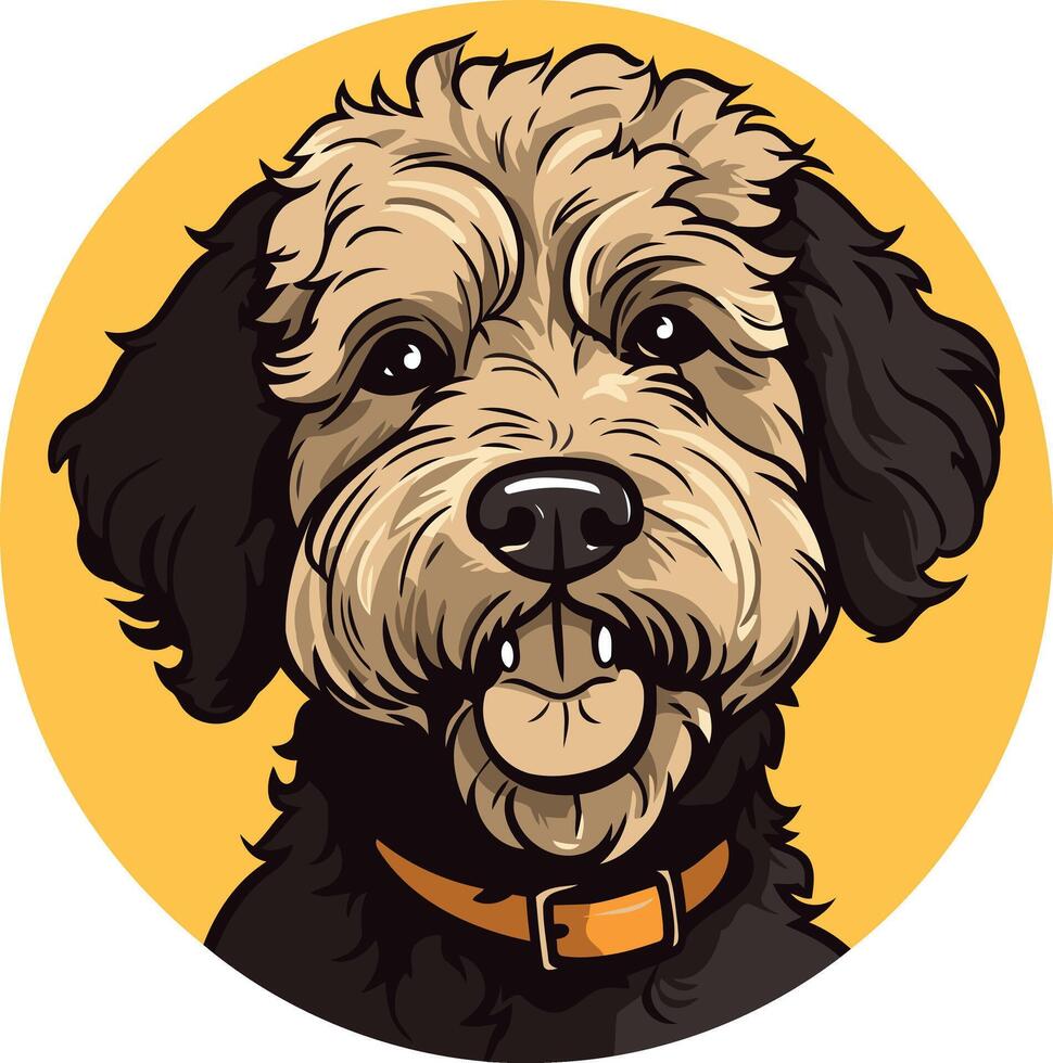 Portrait of a Happy Dog with Fluffy Fur vector