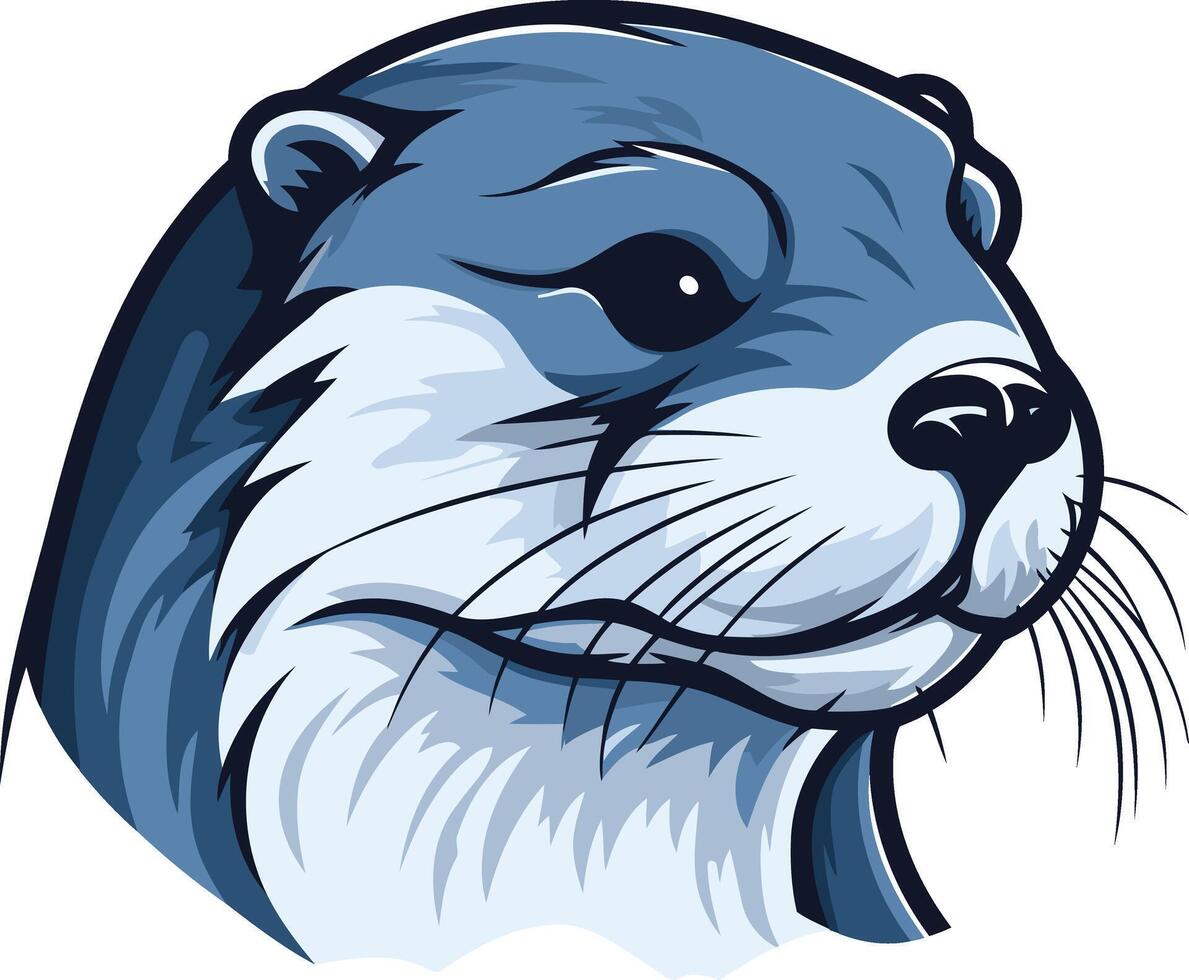 Otter Portrait with Blue and White Tones vector