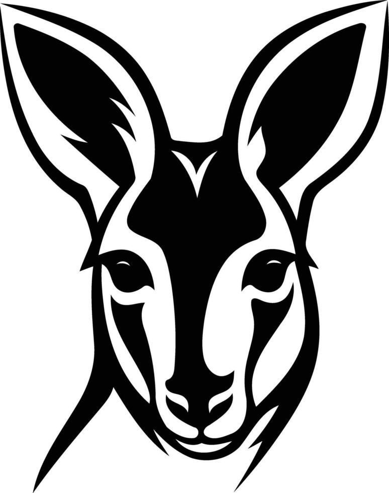 Black and white tattoo design of a kangaroo head vector