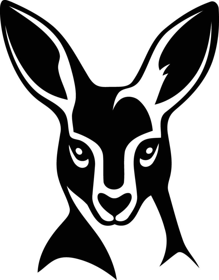 A bold and stylized black and white illustration of a kangaroo's head, perfect for tattoo designs, logos, or branding vector