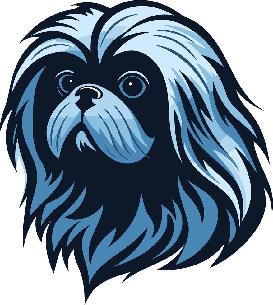 Blue and Black Pekingese Dog Portrait vector