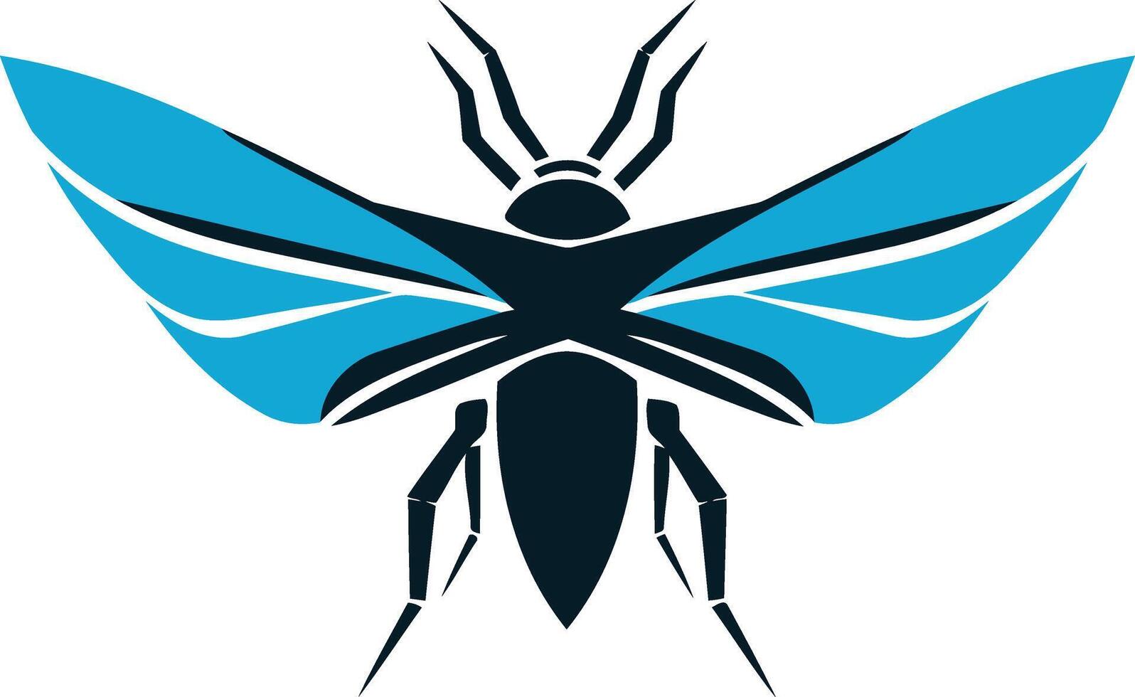 Stylized Blue and Black Insect with Wings vector