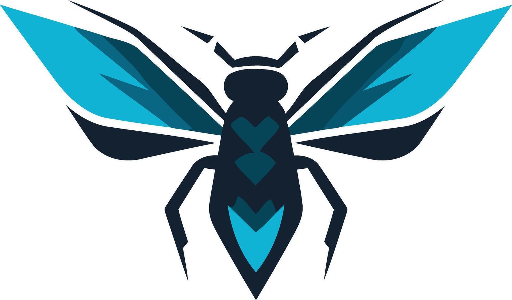 Stylized Blue Insect with Spread Wings vector