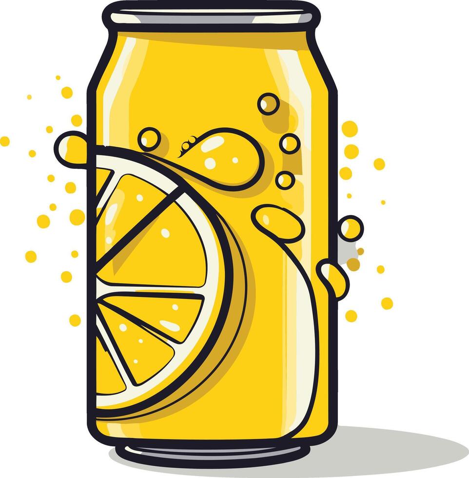 Refreshing Lemon Soda Can Illustration vector