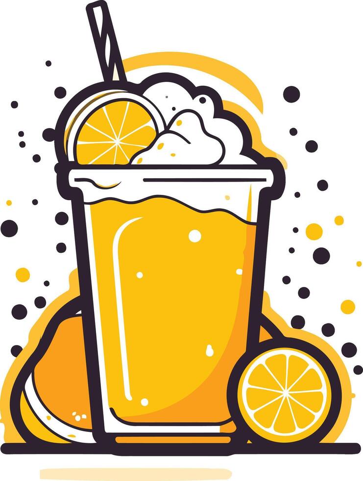 Orange Juice with Whipped Cream and a Straw vector