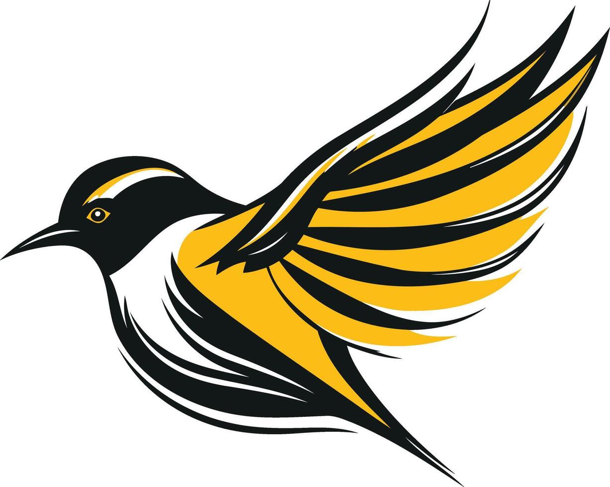Black and Yellow Bird In Flight vector