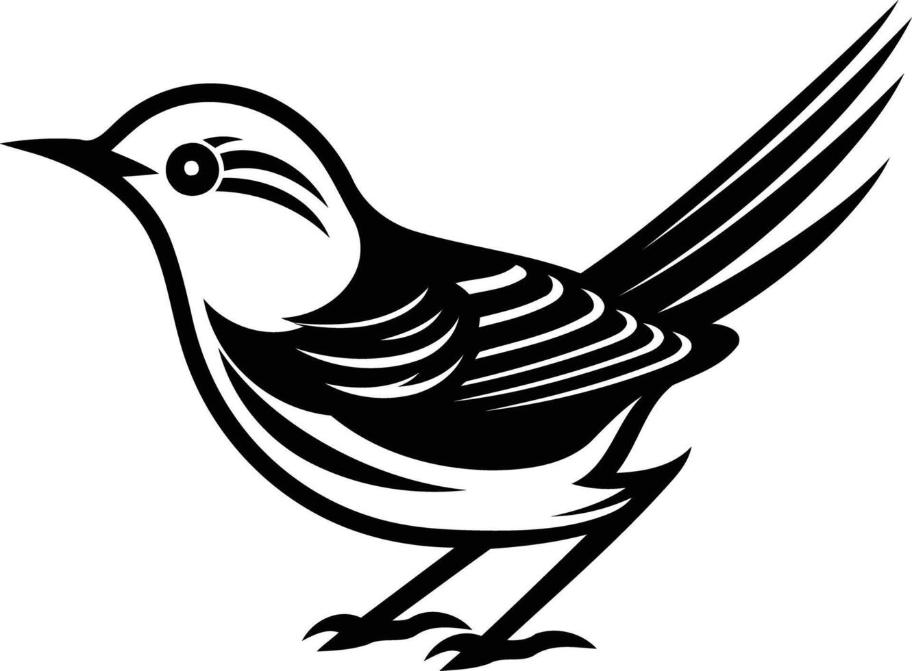 Simple, elegant black and white silhouette of a bird vector