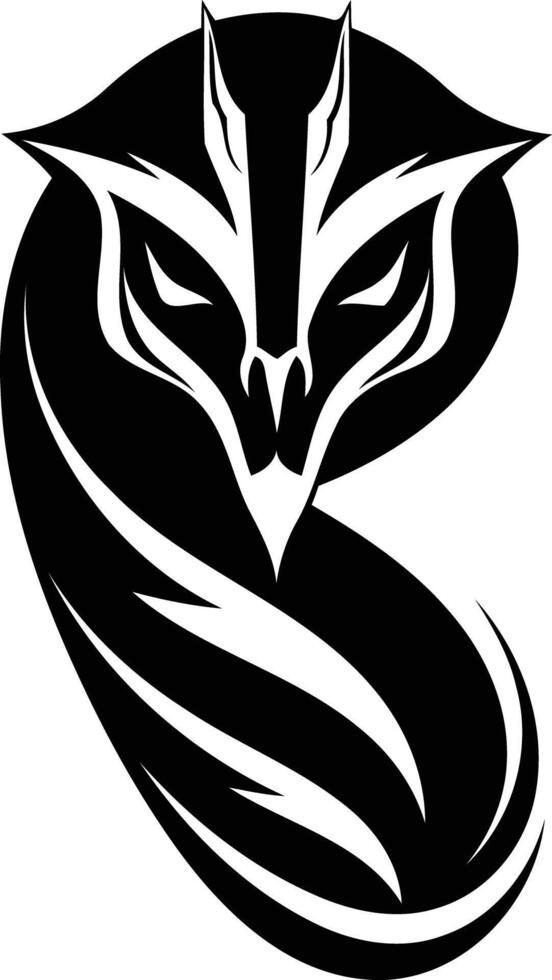 Stylized black and white logo featuring a fierce, abstract creature vector