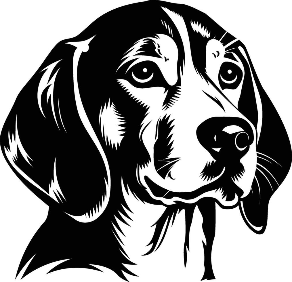 Black and white illustration of a beagle's head, perfect for dog lovers, pet owners, and animal lovers vector