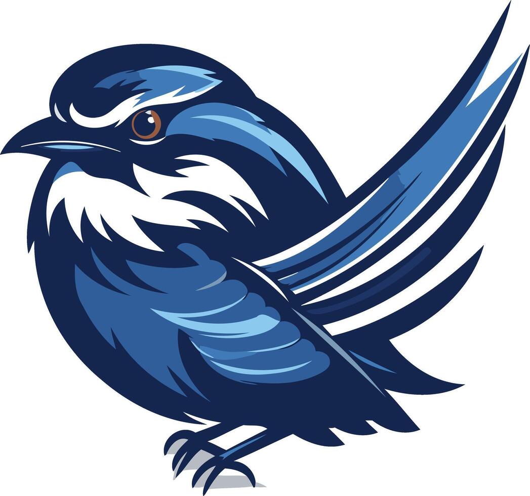 Blue Bird Illustration with Spread Wings vector
