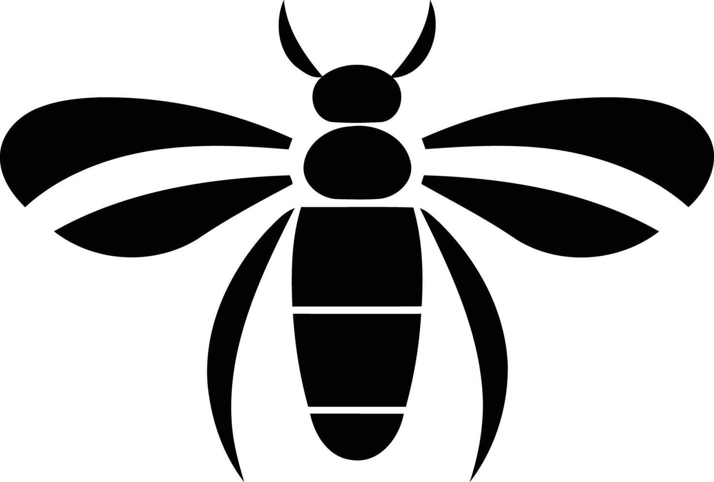A simple yet striking black and white bee silhouette vector