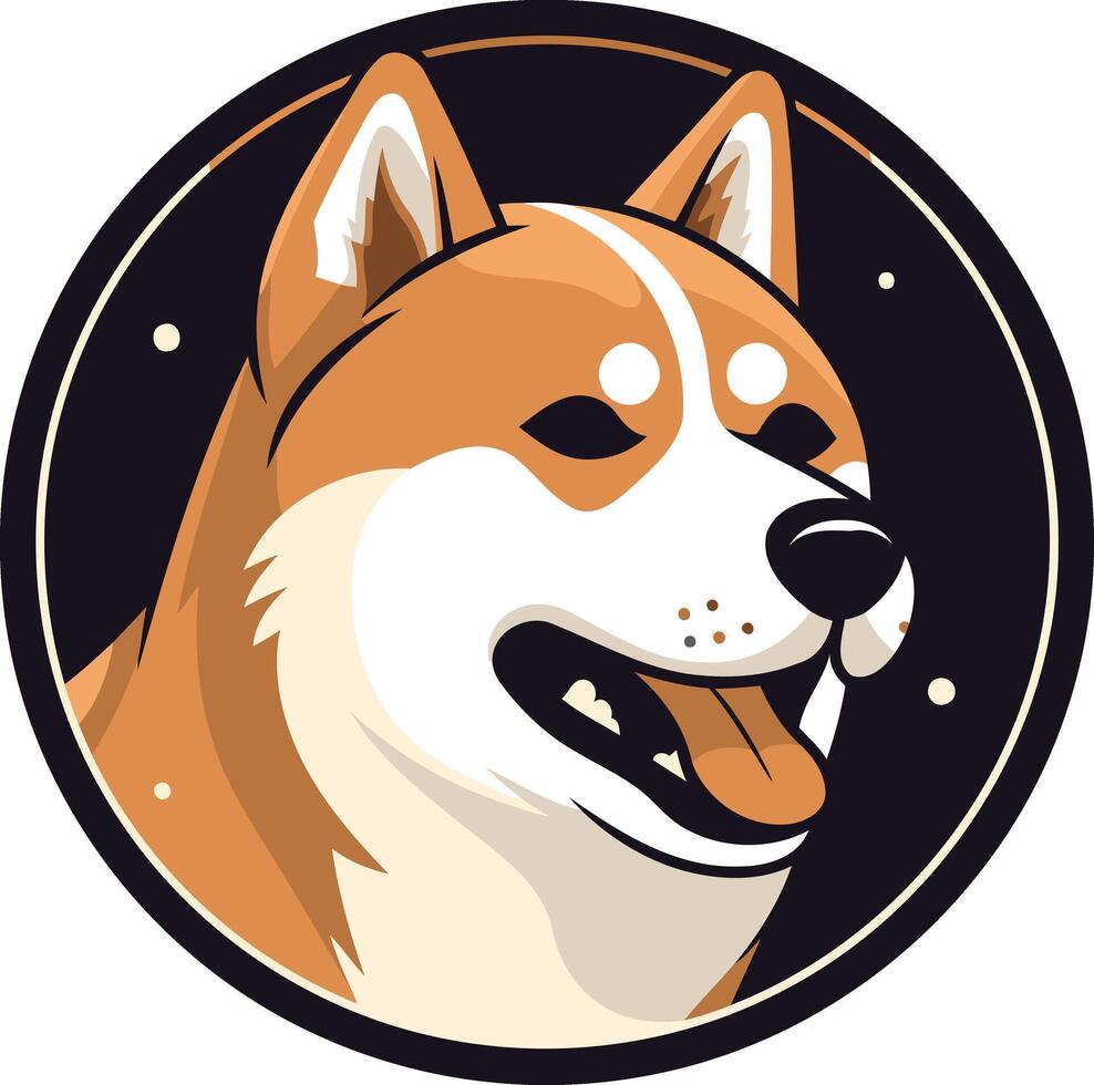 Akita Inu Portrait in a Circular Frame vector