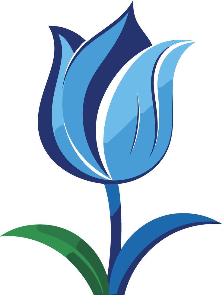 Blue Tulip Flower with Green Leaves vector