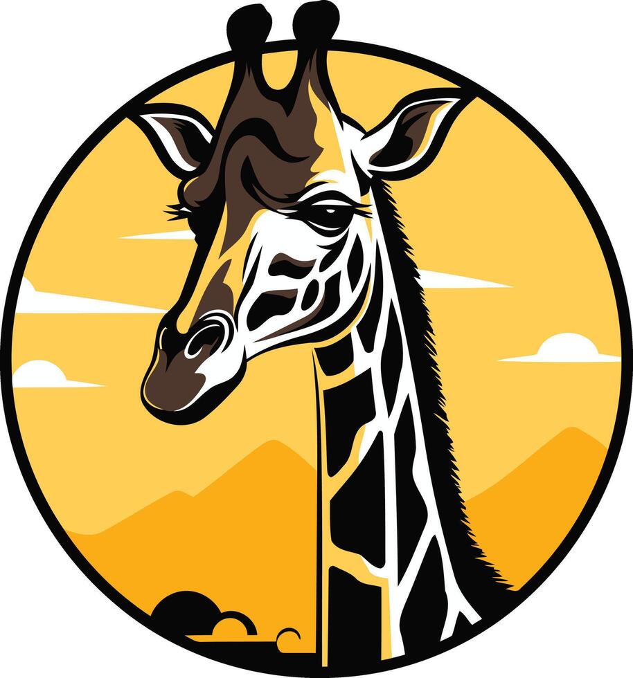 Giraffe Portrait Against a Sunset vector